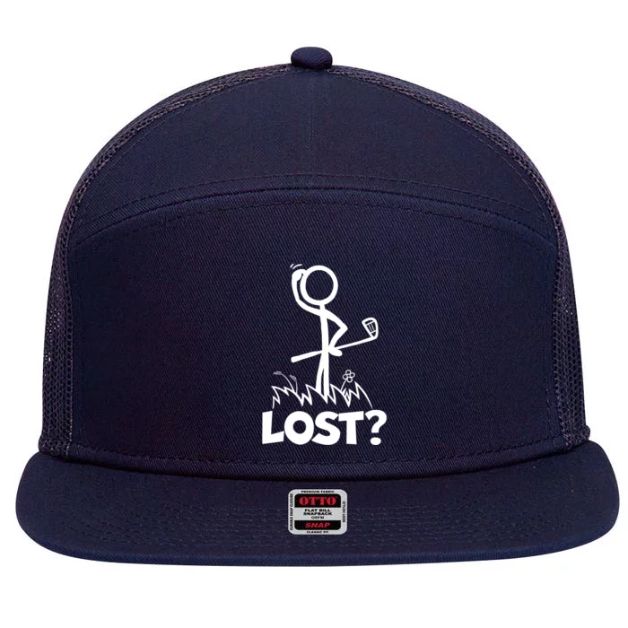 Lost Golf Ball Stickman Golfer 7 Panel Mesh Trucker Snapback Hat