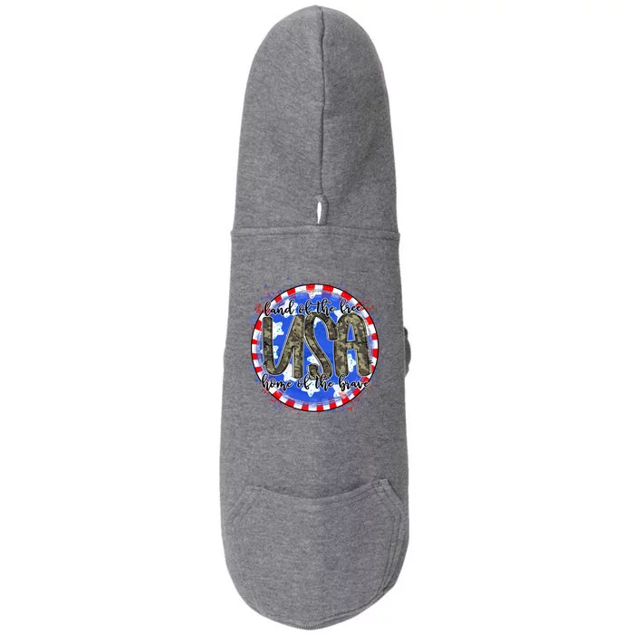 Land Of The Free Home Of The Brave USA Celebration Doggie 3-End Fleece Hoodie