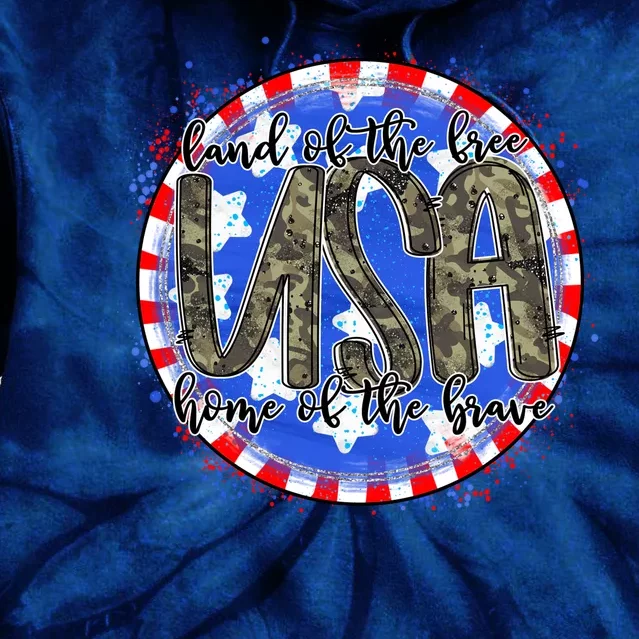 Land Of The Free Home Of The Brave USA Celebration Tie Dye Hoodie