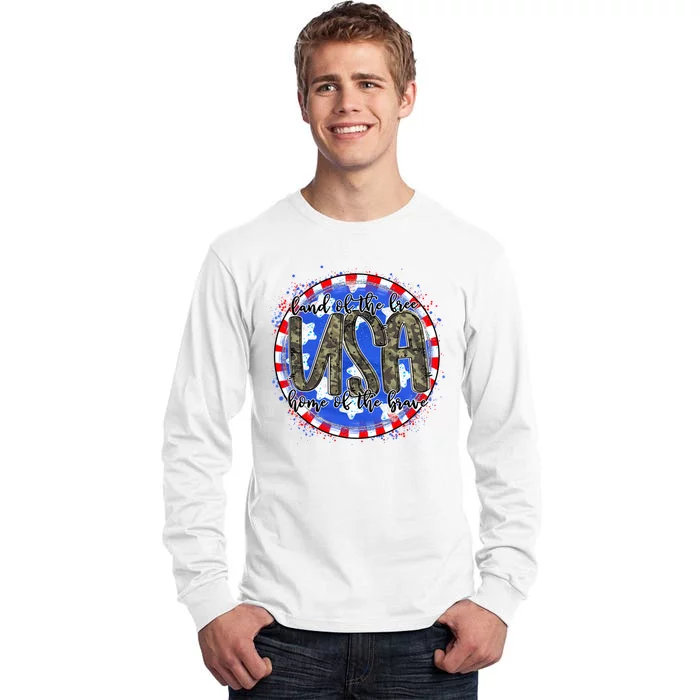 Land Of The Free Home Of The Brave USA Celebration Tall Long Sleeve T-Shirt