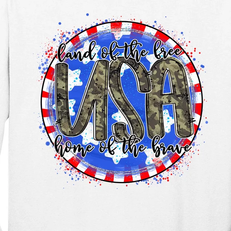 Land Of The Free Home Of The Brave USA Celebration Tall Long Sleeve T-Shirt