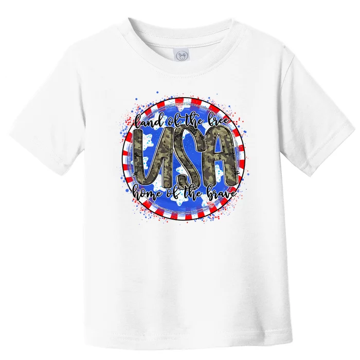 Land Of The Free Home Of The Brave USA Celebration Toddler T-Shirt