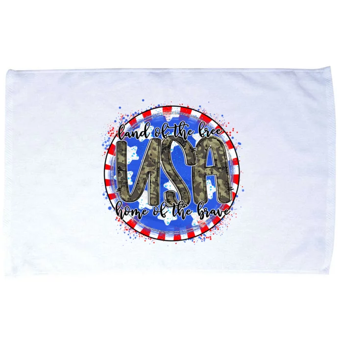 Land Of The Free Home Of The Brave USA Celebration Microfiber Hand Towel