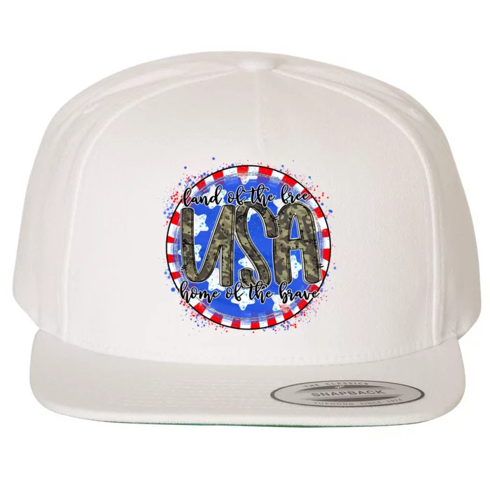 Land Of The Free Home Of The Brave USA Celebration Wool Snapback Cap