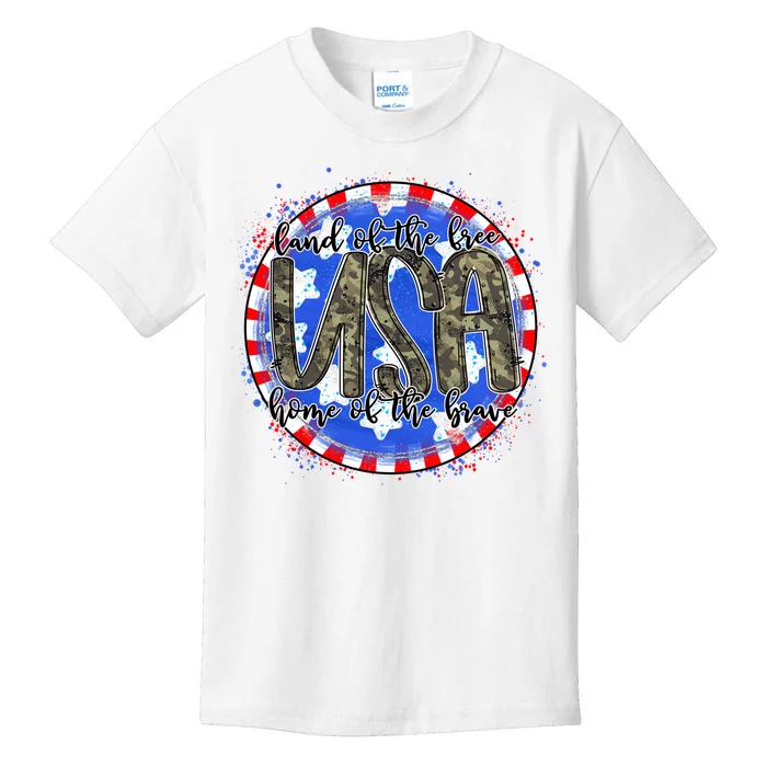 Land Of The Free Home Of The Brave USA Celebration Kids T-Shirt