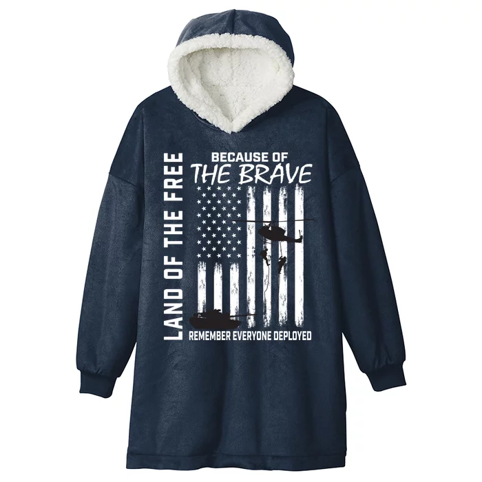 Land Of The Free Because Of The Brave Red Funny Gift Friday Flag Gift Hooded Wearable Blanket