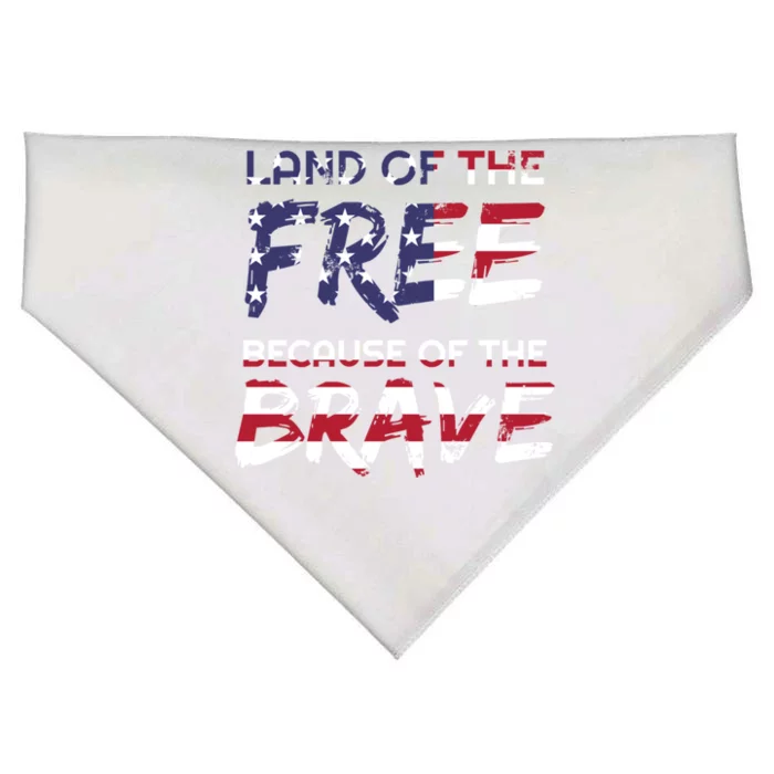 Land Of The Free Because Of The Brave Stars And Stripes Great Gift USA-Made Doggie Bandana