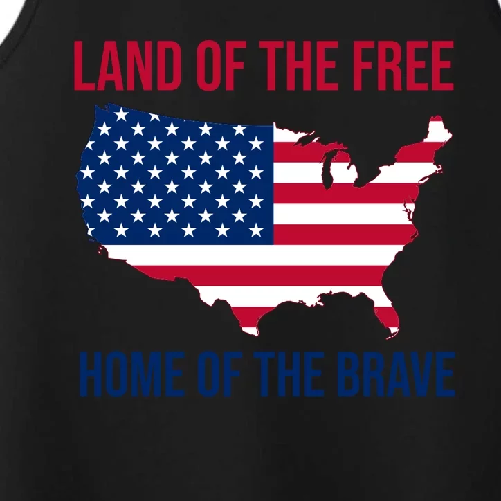 Land Of The Free Home Of The Brave American Flag Patriotic Performance Tank