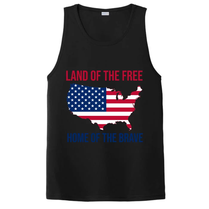 Land Of The Free Home Of The Brave American Flag Patriotic Performance Tank