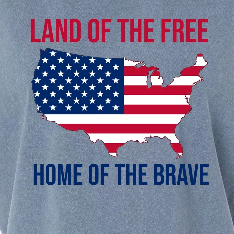 Land Of The Free Home Of The Brave American Flag Patriotic Garment-Dyed Women's Muscle Tee