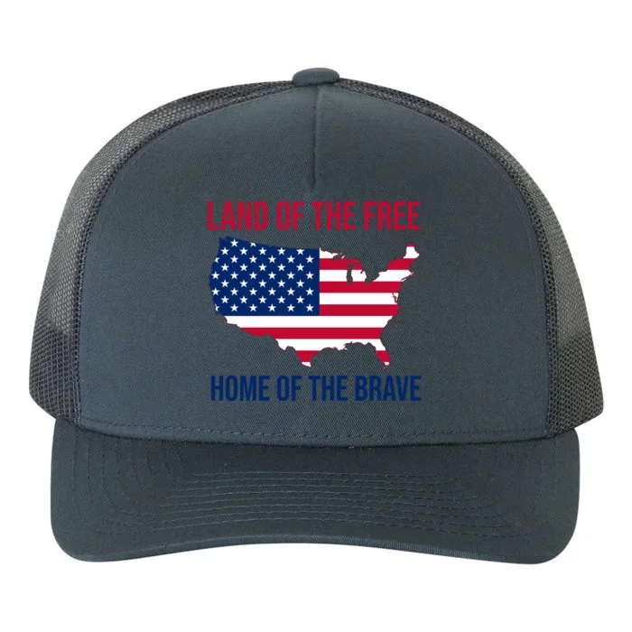 Land Of The Free Home Of The Brave American Flag Patriotic Yupoong Adult 5-Panel Trucker Hat