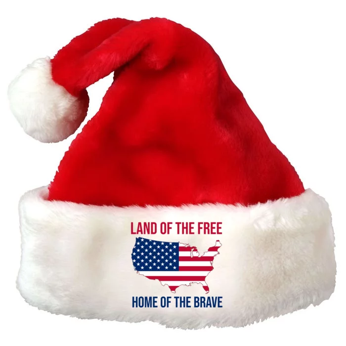 Land Of The Free Home Of The Brave American Flag Patriotic Premium Christmas Santa Hat