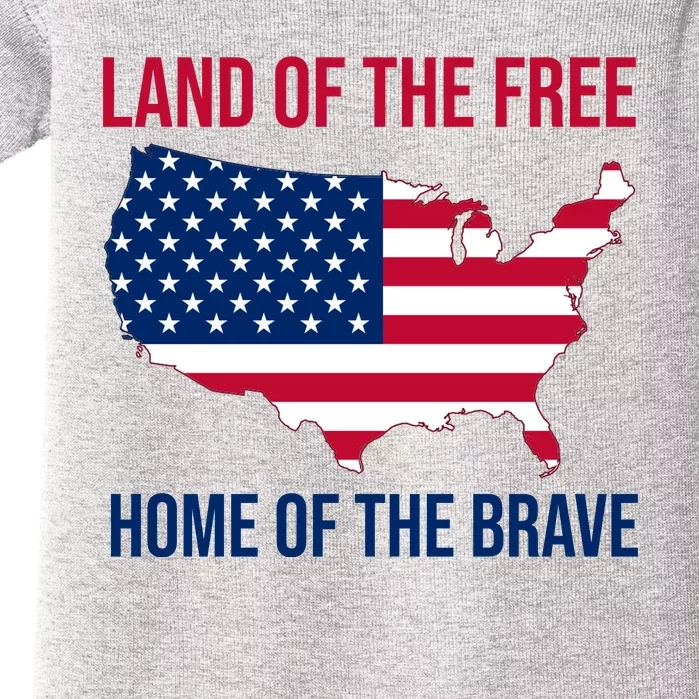 Land Of The Free Home Of The Brave American Flag Patriotic Baby Bodysuit