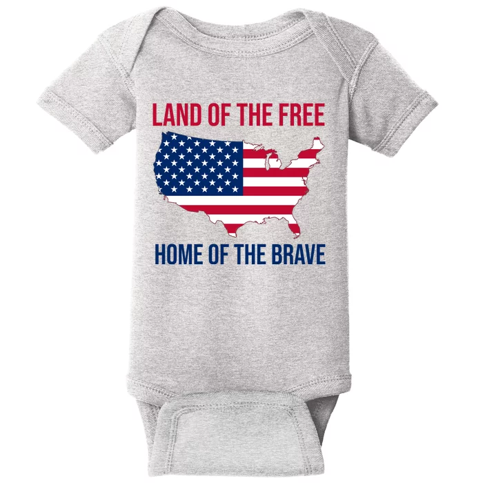 Land Of The Free Home Of The Brave American Flag Patriotic Baby Bodysuit