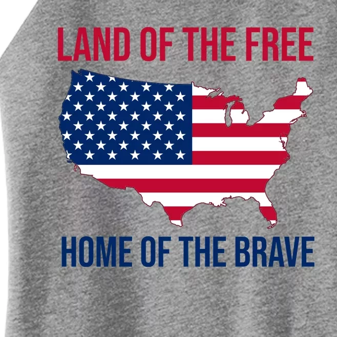 Land Of The Free Home Of The Brave American Flag Patriotic Women’s Perfect Tri Rocker Tank