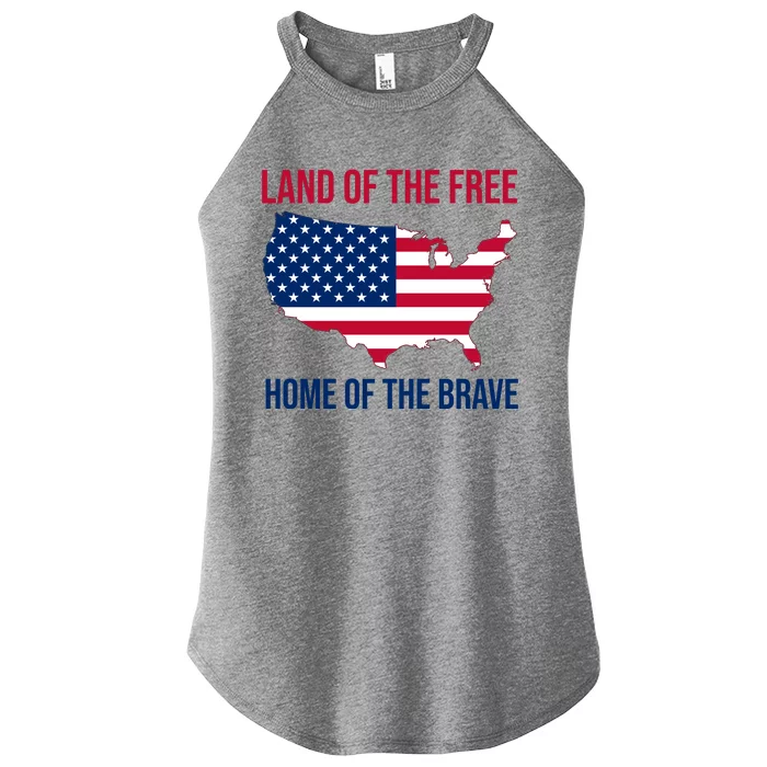 Land Of The Free Home Of The Brave American Flag Patriotic Women’s Perfect Tri Rocker Tank