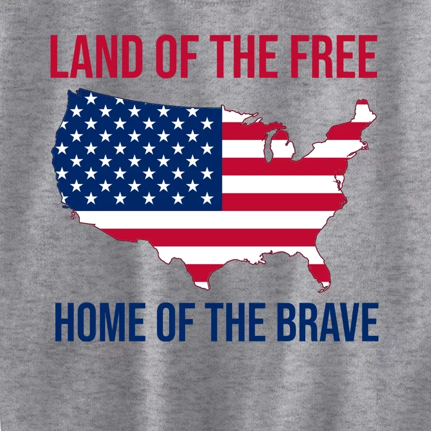 Land Of The Free Home Of The Brave American Flag Patriotic Kids Sweatshirt