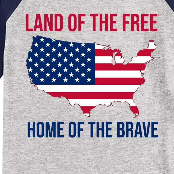 Land Of The Free Home Of The Brave American Flag Patriotic Kids Colorblock Raglan Jersey