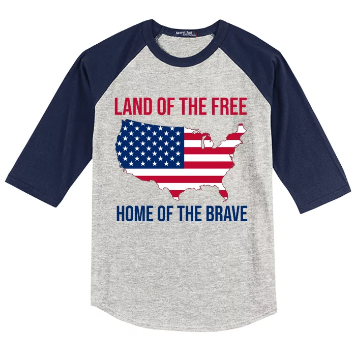 Land Of The Free Home Of The Brave American Flag Patriotic Kids Colorblock Raglan Jersey