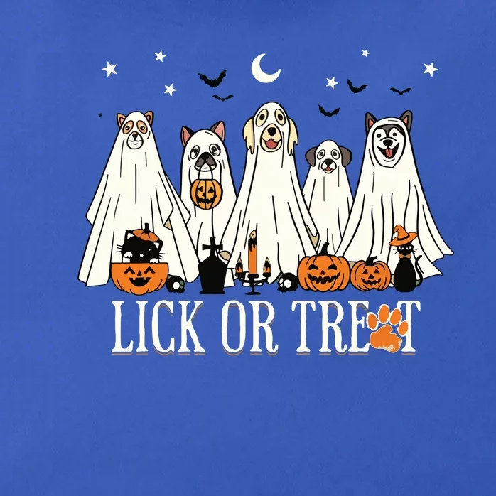 Lick Or Treat Funny Ghost Dog Cute Halloween Dog Lover Zip Tote Bag