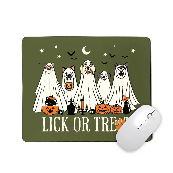 Lick Or Treat Funny Ghost Dog Cute Halloween Dog Lover Mousepad