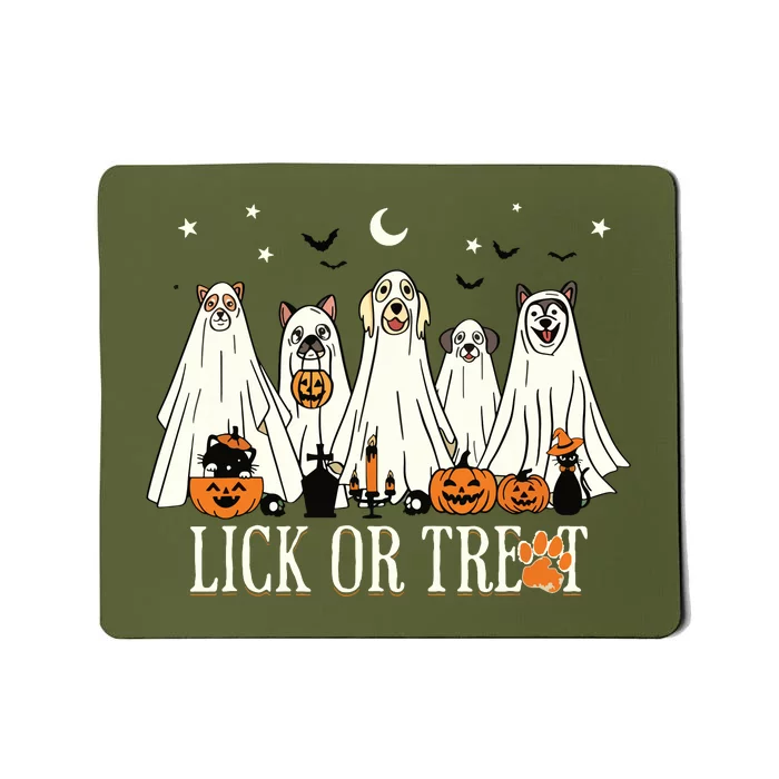 Lick Or Treat Funny Ghost Dog Cute Halloween Dog Lover Mousepad