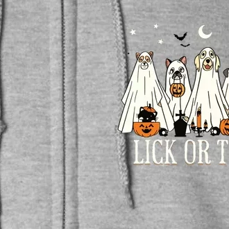 Lick Or Treat Funny Ghost Dog Cute Halloween Dog Lover Full Zip Hoodie