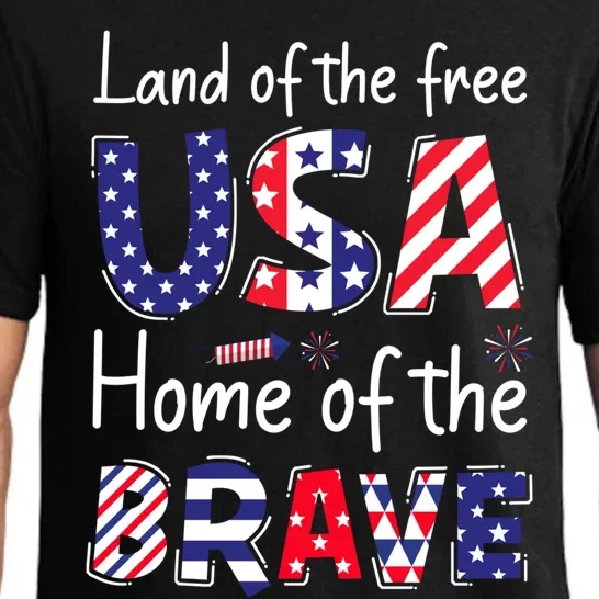 Land Of The Free Because Of The Brave Usa Gift Pajama Set