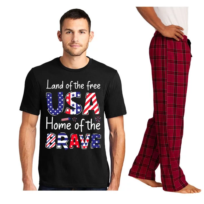 Land Of The Free Because Of The Brave Usa Gift Pajama Set