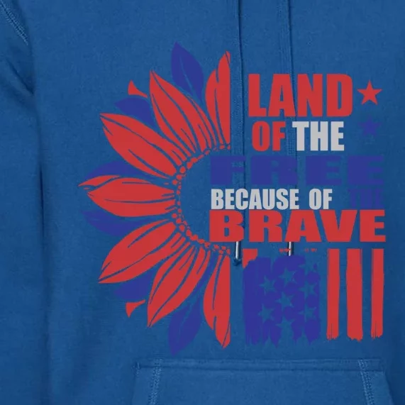 Land Of The Free Because Of The Brave Veteran Funny Gift Premium Hoodie