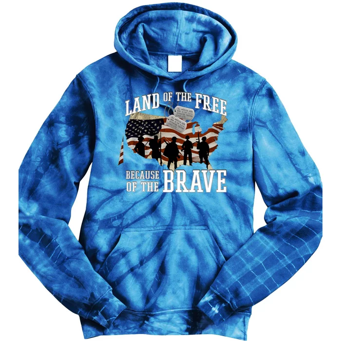 Land Of The Free Because Of The Brave Cool Gift Tie Dye Hoodie