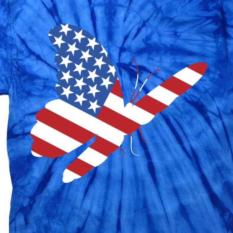 Land Of The Free Usa Flag Butterfly Proud American Veterans Great Gift Tie-Dye T-Shirt