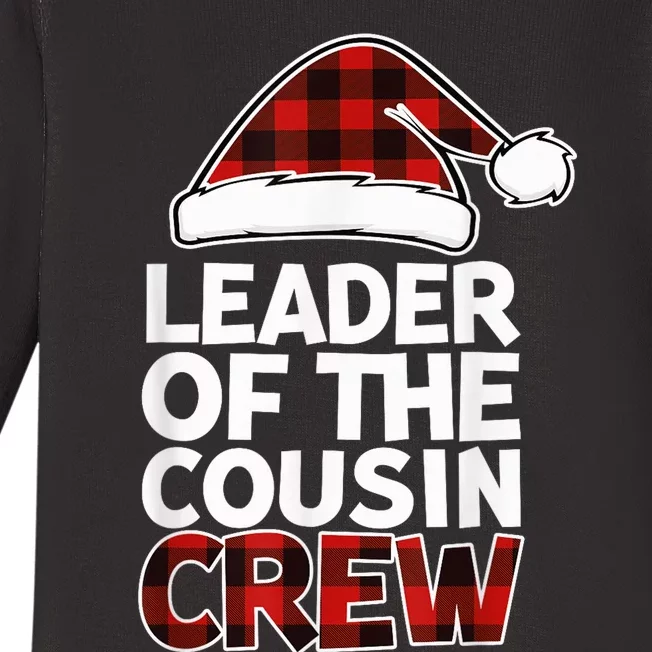 Leader of the Cousin Crew Christmas Buffalo Red Plaid Xmas Baby Long Sleeve Bodysuit