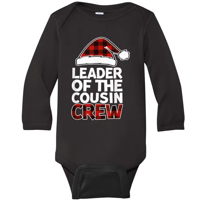 Leader of the Cousin Crew Christmas Buffalo Red Plaid Xmas Baby Long Sleeve Bodysuit