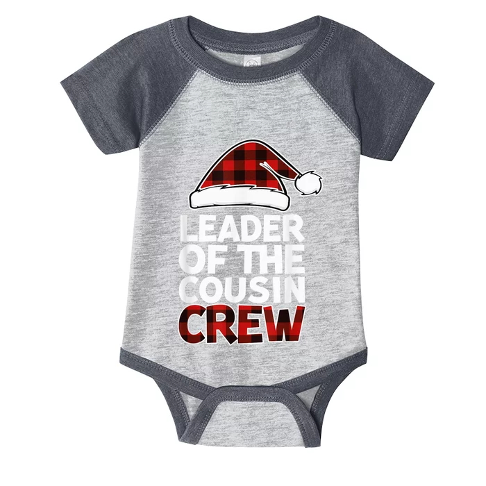 Leader of the Cousin Crew Christmas Buffalo Red Plaid Xmas Infant Baby Jersey Bodysuit