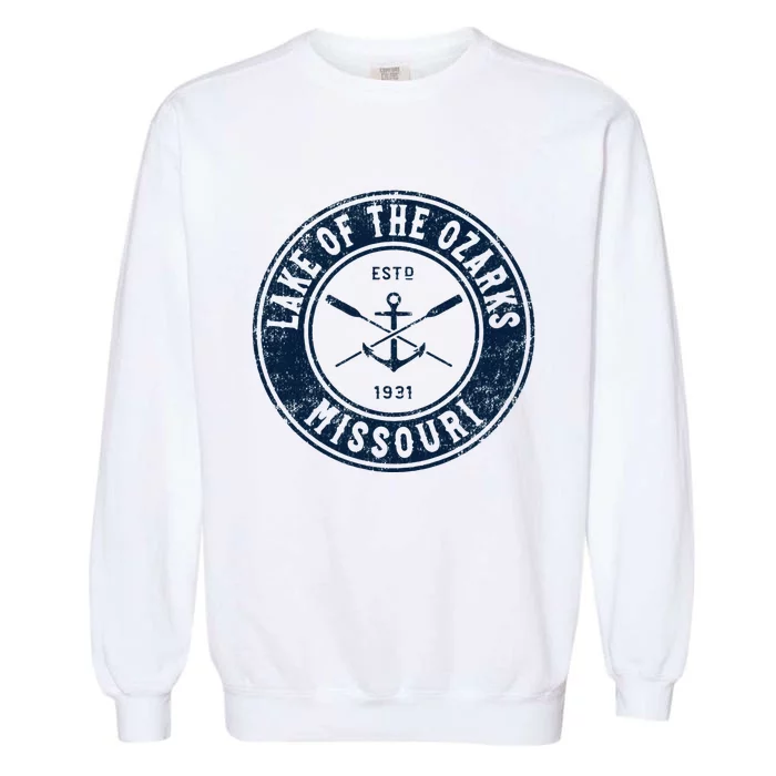 Lake Of The Ozarks Missouri Mo Vintage Boat Anchor & Oars Garment-Dyed Sweatshirt