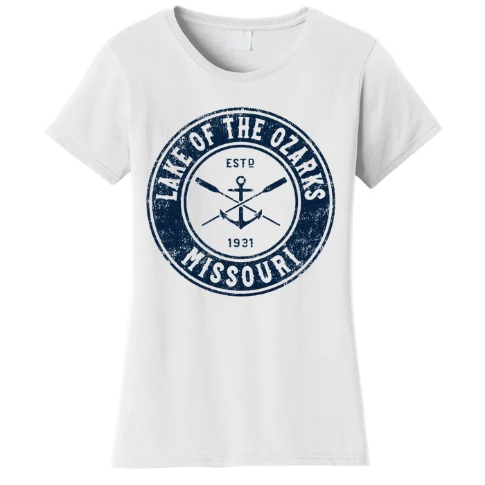 Lake Of The Ozarks Missouri Mo Vintage Boat Anchor & Oars Women's T-Shirt