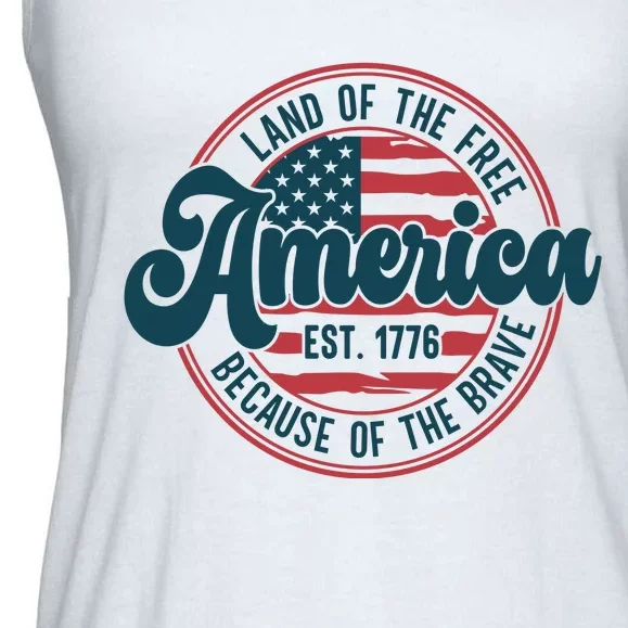 Land Of The Free Because Of The Brave Ladies Essential Flowy Tank