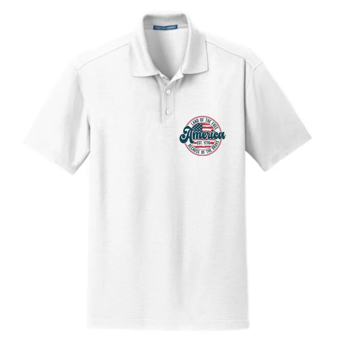 Land Of The Free Because Of The Brave Dry Zone Grid Performance Polo