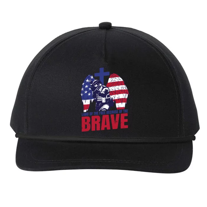 Land Of The Free Because Of The Brave Soldier Cross Snapback Five-Panel Rope Hat