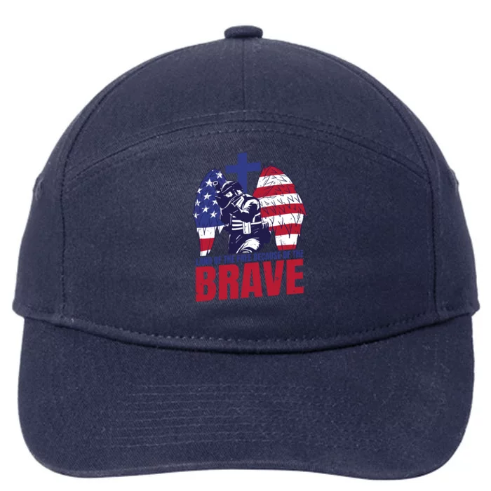 Land Of The Free Because Of The Brave Soldier Cross 7-Panel Snapback Hat