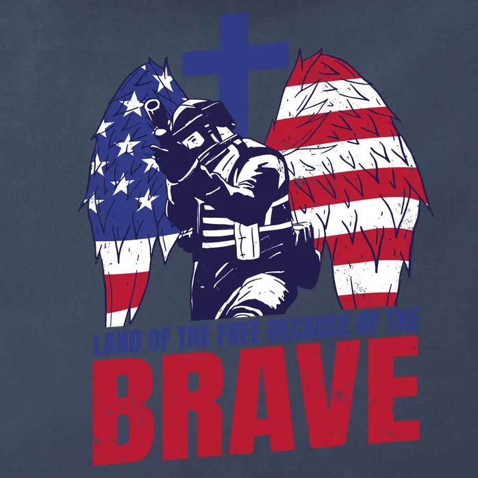 Land Of The Free Because Of The Brave Soldier Cross Zip Tote Bag