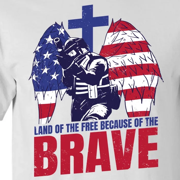 Land Of The Free Because Of The Brave Soldier Cross Tall T-Shirt