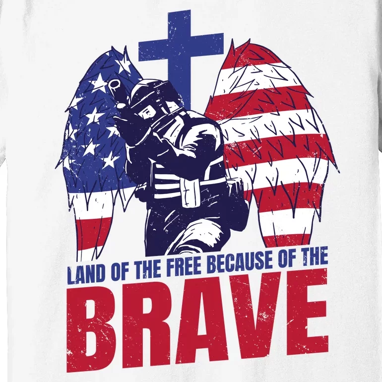 Land Of The Free Because Of The Brave Soldier Cross Premium T-Shirt