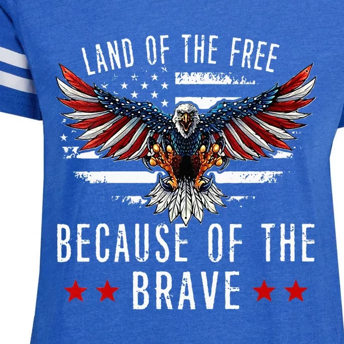 Land Of The Free Because Of The Brave Memorial Day Patriotic Enza Ladies Jersey Football T-Shirt