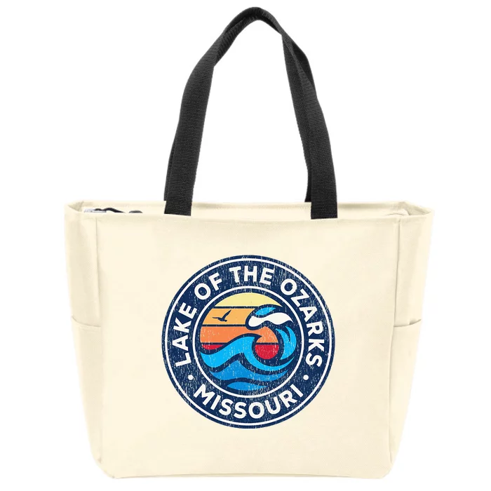 Lake Of The Ozarks Missouri Mo Vintage Nautical Waves Design Zip Tote Bag