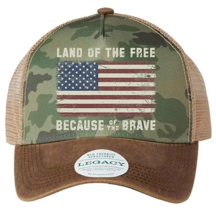 Land Of The Free Because Of The Brave Vintage Flag Legacy Tie Dye Trucker Hat