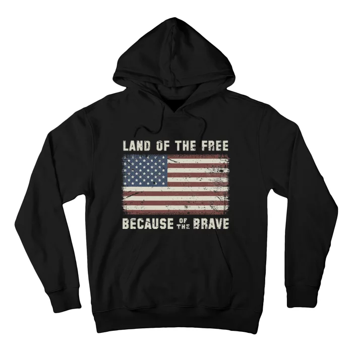 Land Of The Free Because Of The Brave Vintage Flag Hoodie