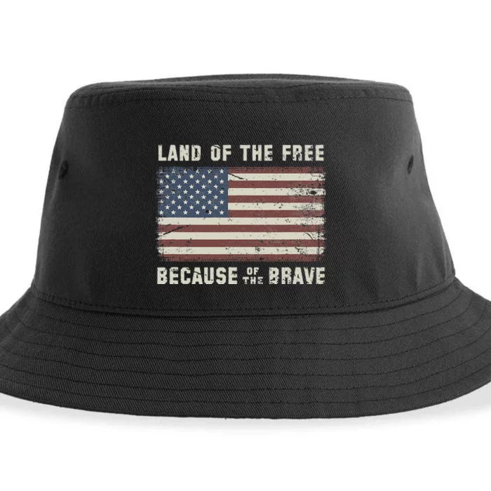 Land Of The Free Because Of The Brave Vintage Flag Sustainable Bucket Hat