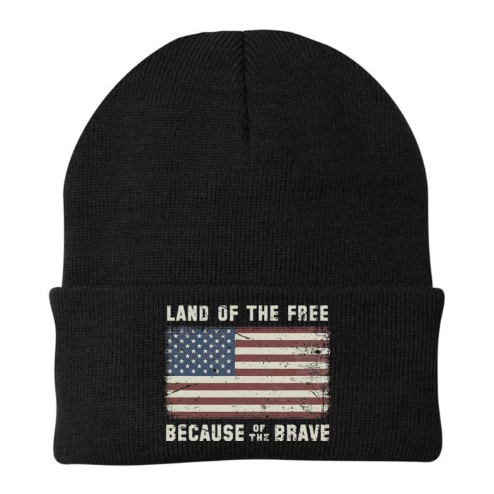 Land Of The Free Because Of The Brave Vintage Flag Knit Cap Winter Beanie